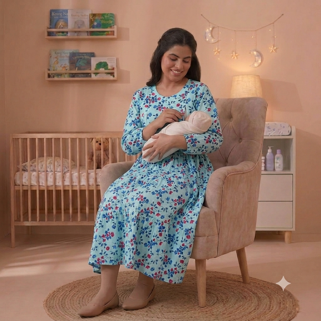 The Vibrant Flora Feeding Gown | Single-Piece